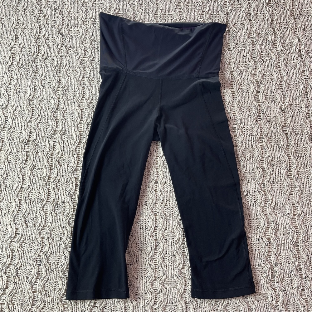 Lululemon Cropped Leggings Womens Black Nylon Lycra Blend Length Bottoms Ladies